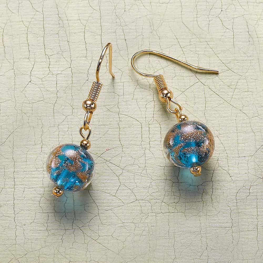 boucles d'orelle en argent 925 et perles de verre vore. Collecton