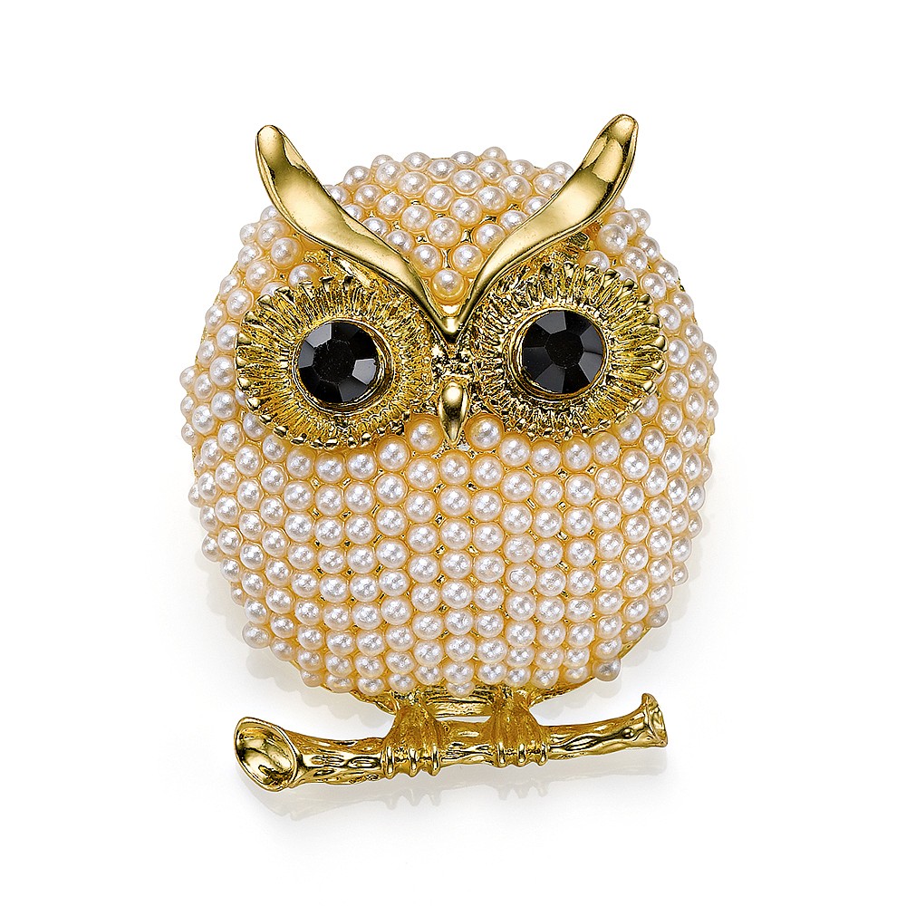 Broche Hibou Vintage Fantaisie - Métal Doré - Bijou Ancien & Décoratif