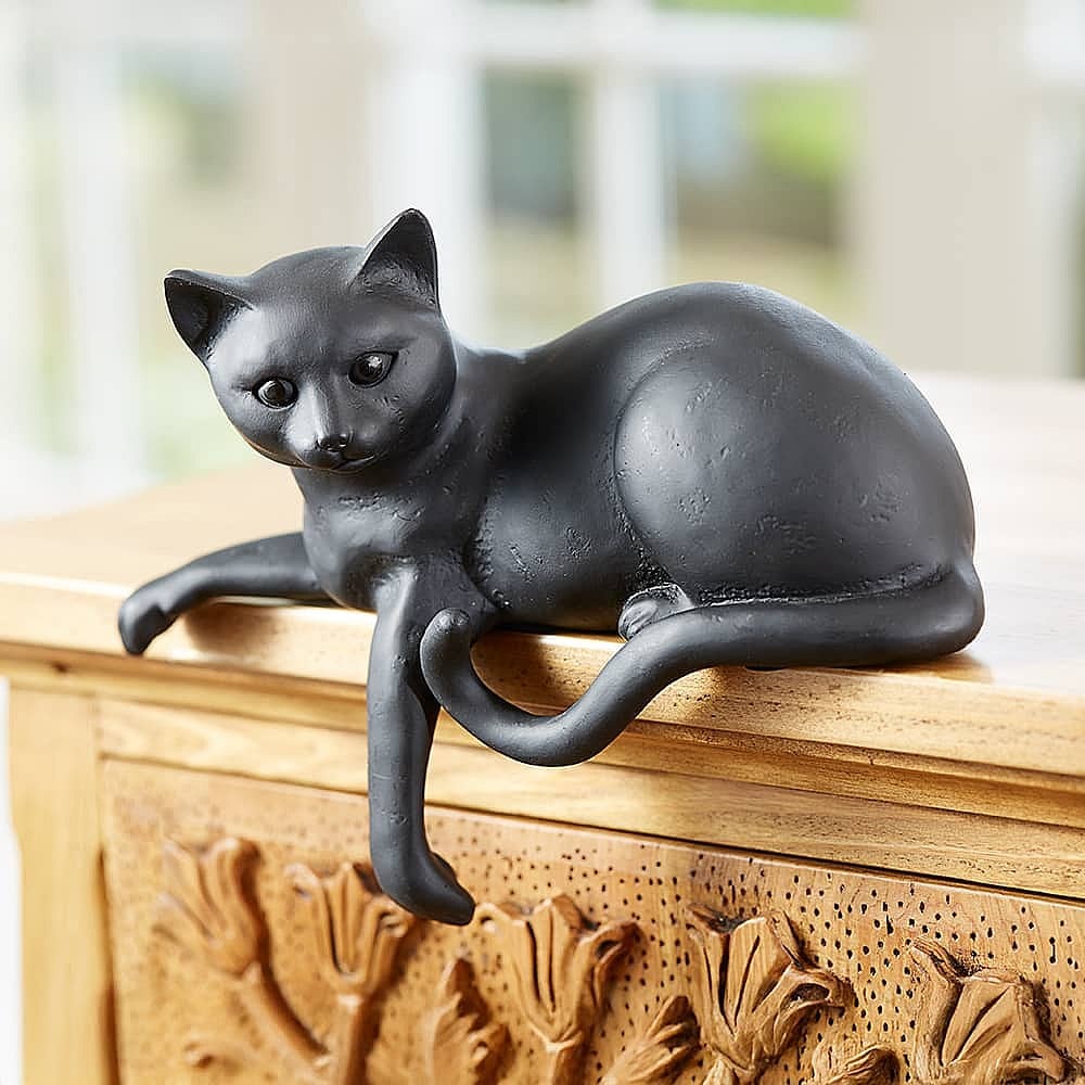 FIGURINE Chat NOIR Chaton RESINE STATUETTE STATUE DÉCORATION COLLECTION