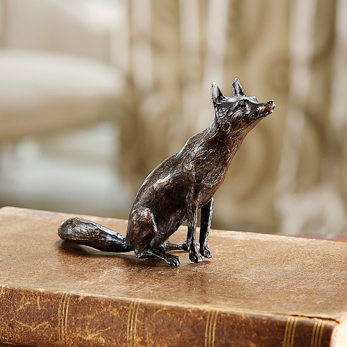 Sculpture en métal de renard en bronze pour décoration de jardin