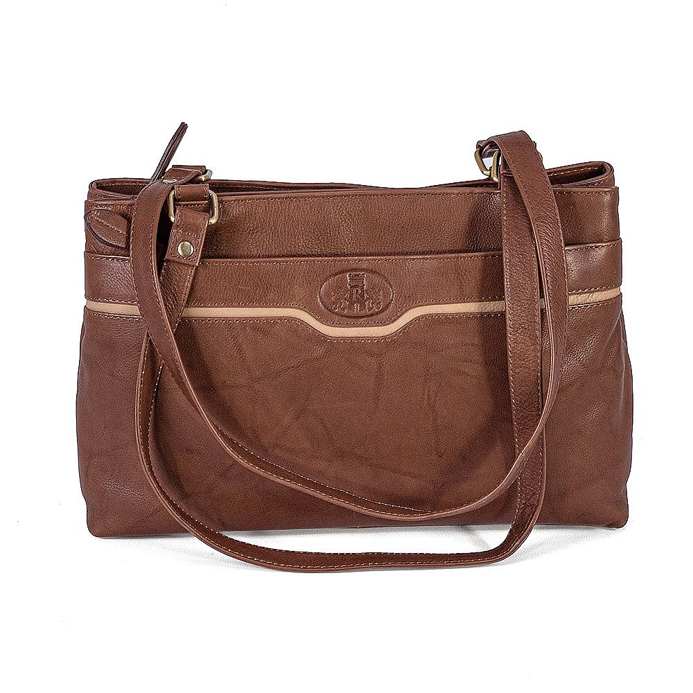 Sac à Main Vintage THE LIGHT Cuir Cognac - Très Bon état, Fermeture éclair