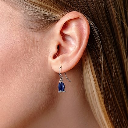 Boucles D'oreilles Pendantes Style Belle Epoque - Argenté Avec CZ Bleu - Laiton - Neuf Sans Emballage