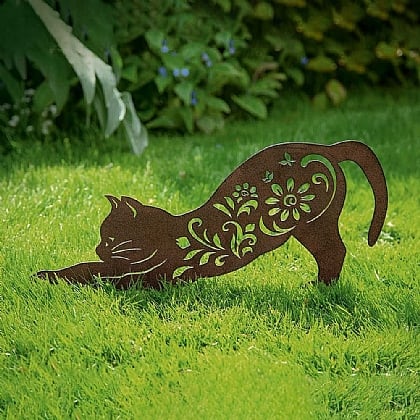Pluviomètre décoratif de jardin coloré motif chat et souris