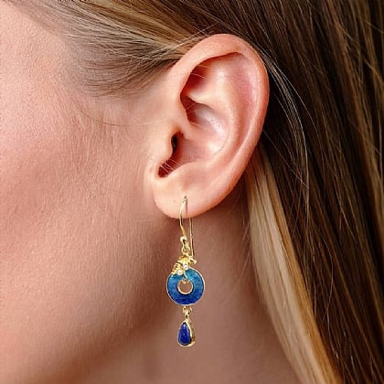 Boucles D'oreilles LOLILOTA Geisha Eventail Blanc Multicolore - Email Pendantes